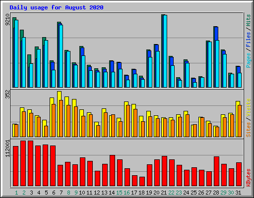 Daily usage for August 2020