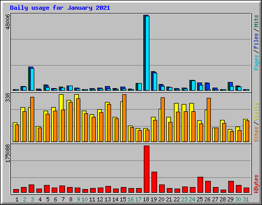 Daily usage for January 2021