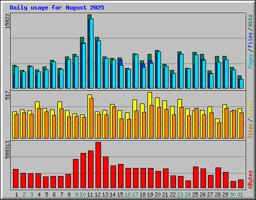 Daily usage for August 2025